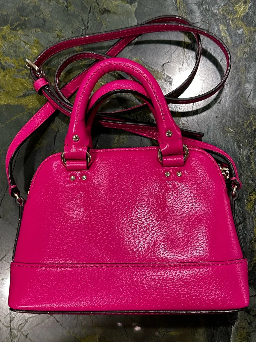KATE SPADE HOT Pink Leather Mini Satchel with Crossbody Strap 8” x 5.5 x2.5”